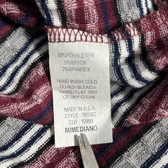 MULTI-COLORED KNIT SWEATER WINE RED TOP - Picture 8 of 8